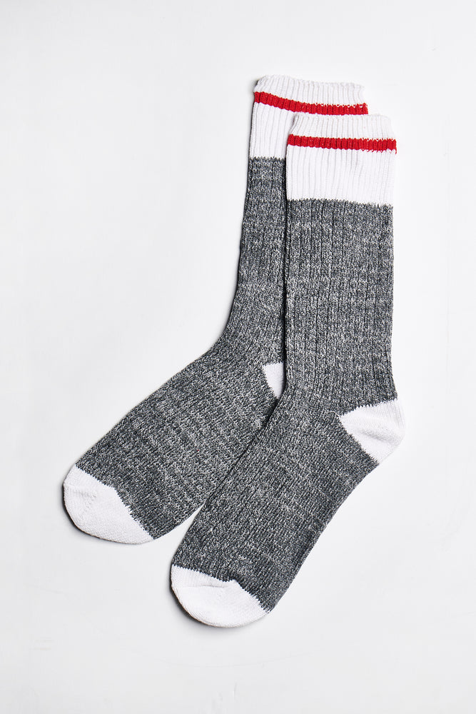 Blair Crew Socks in Grey-White - ALAMAE